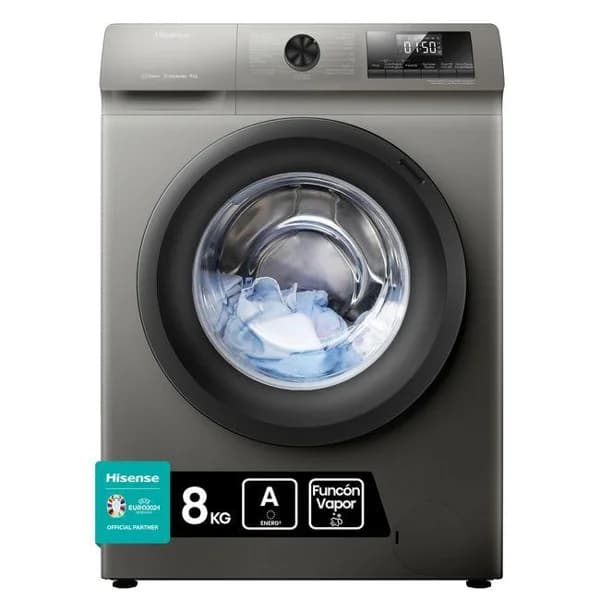 Lavadora de 8 kg inox WFQP8014EVMT HISENSE - 1 ud - Imagen del producto en Findit