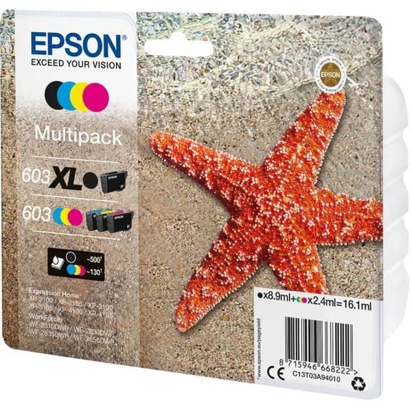 Cartucho de tinta original, 4 colores, 603XL EPSON, pack 4 uds - 4 ud - Imagen del producto en Findit