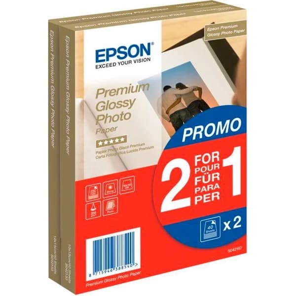 Papel foto brillo 2x40 hojas 10x15 cm, S042167 EPSON, 1 ud - 1 ud - Imagen del producto en Findit