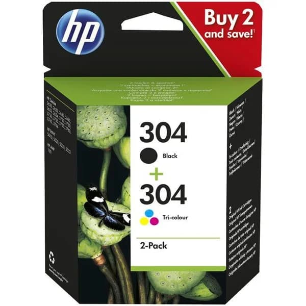Cartucho de tinta original HP 304 Combo pack: 1 negro 1 tricolor - 1 ud - Imagen del producto en Findit
