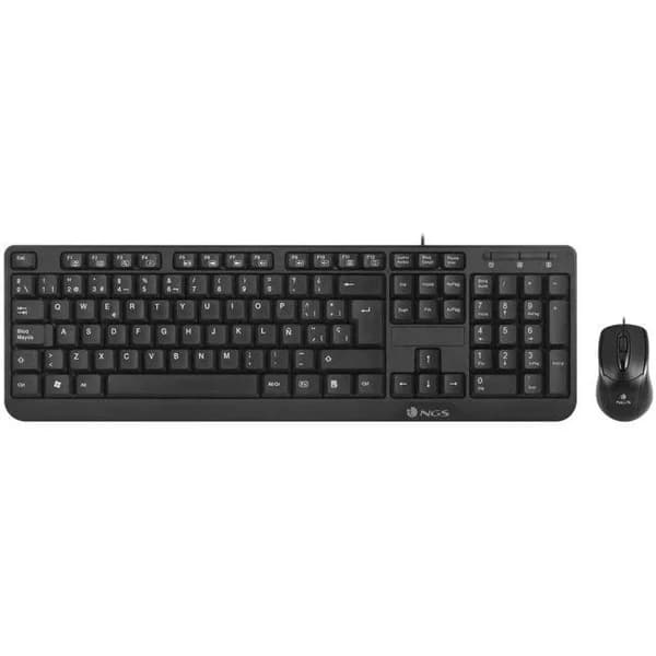 Teclado y ratón negro, con cable, multimedia, Cocoa kit NGS - 1 ud - Imagen del producto en Findit