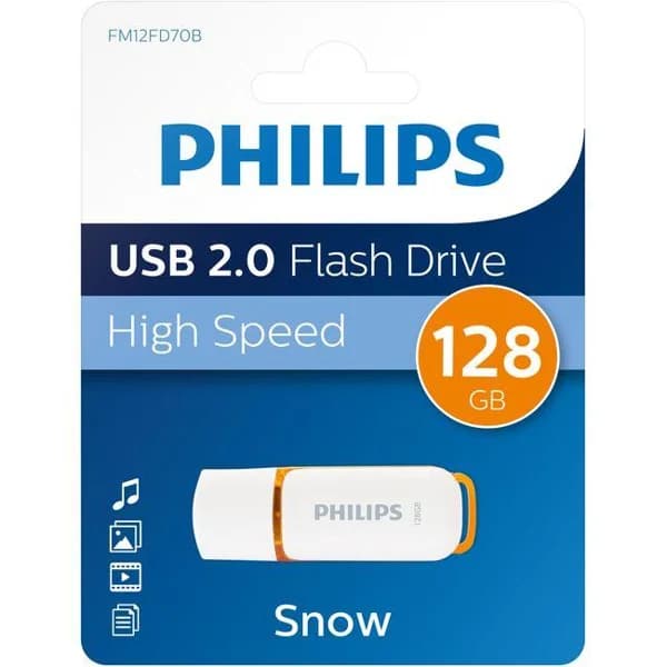 Pendrive naranja USB 2.0 de 128 GB Snow PHILIPS - 1 ud - Imagen del producto en Findit