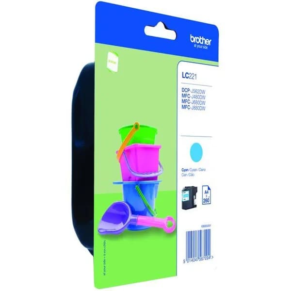 Cartucho de tinta original cian, LC-221 BROTHER, 1 ud - 1 ud - Imagen del producto en Findit