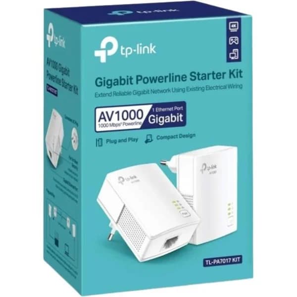 Adaptador Powerline Kit con enchufe AV1000 TL-PA7017 TP-LINK - 1 ud - Imagen del producto en Findit