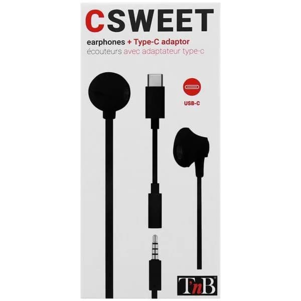 Auriculares de botón negro, micrófono y Tipo C, ESSWEETCBK TNB - 1 ud - Imagen del producto en Findit