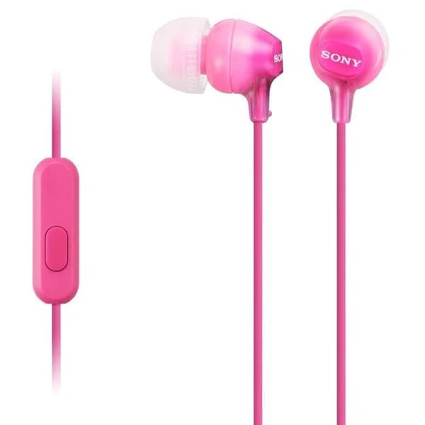 Auriculares de botón rosa con micrófono MDR-EX15APPI SONY - 15 ud - Imagen del producto en Findit