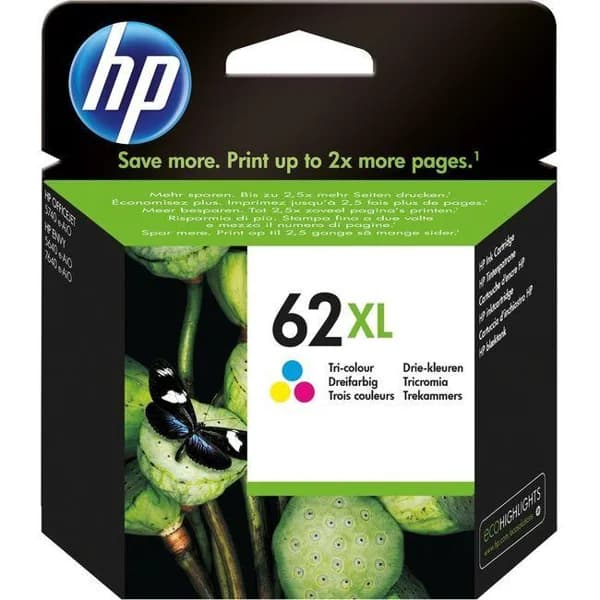 Cartucho de tinta original tricolor, C2P07AE, 62 XL HP, 1 ud - 1 ud - Imagen del producto en Findit