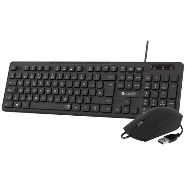 Teclado y ratón negro con cable USB, Business Slim SUBBLIM - 1 ud - Imagen del producto en Findit