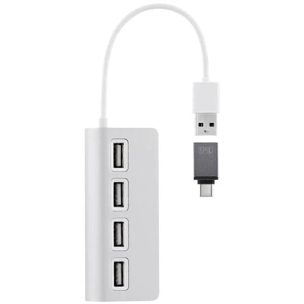 Hub de 4 puertos aluminio USB-A y adaptador USB-C HUBUSB4ALU TNB - 1 ud - Imagen del producto en Findit