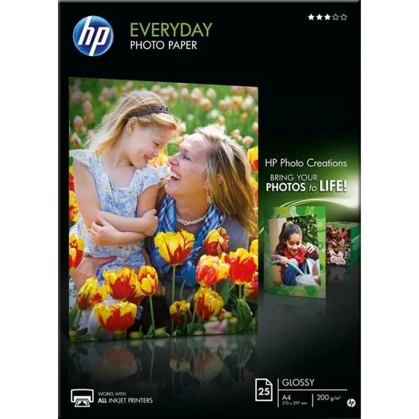 Papel foto brillo, A4 210x297 mm,  Q5451A HP, 25 hojas - 1 ud - Imagen del producto en Findit