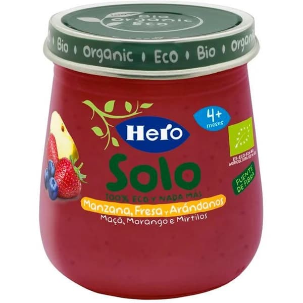 Tarrito eco de manzana, fresa y arándano HERO, tarro 120 g - 0.12 kg - Imagen del producto en Findit