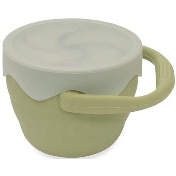 Taza porta snack plegable verde agua de silicona con tapa INTERBABY - 1 ud - Imagen del producto en Findit