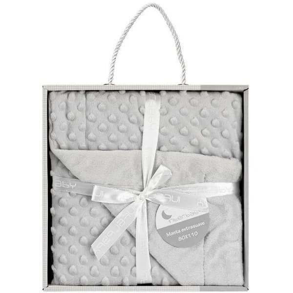 Manta de bebé de color gris, tacto extrasuave INTERBABY, 80X110cm - 88 m - Imagen del producto en Findit