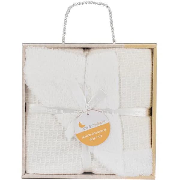 Manta nido de abeja beige +borreguillo, tacto extrasuave, 80x110 cm INTERBABY, 1ud - 1 ud - Imagen del producto en Findit