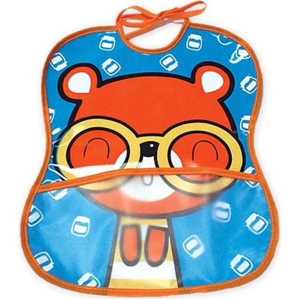 Babero vinilo impreso, bolsillo diseño oso, cierre con cintas 25x30cm TI-TIN, 1 ud - 1 ud - Imagen del producto en Findit
