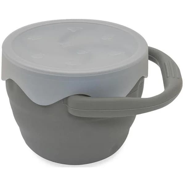 Taza porta snack plegable gris de silicona con tapa INTERBABY - 1 ud - Imagen del producto en Findit