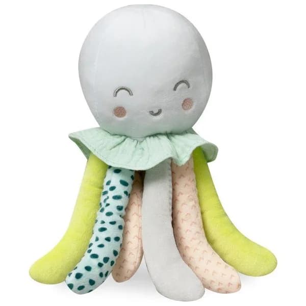 Peluche sonajero cascabel pulpo cabeza gris, tacto extrasuave INTERBABY - 1 ud - Imagen del producto en Findit