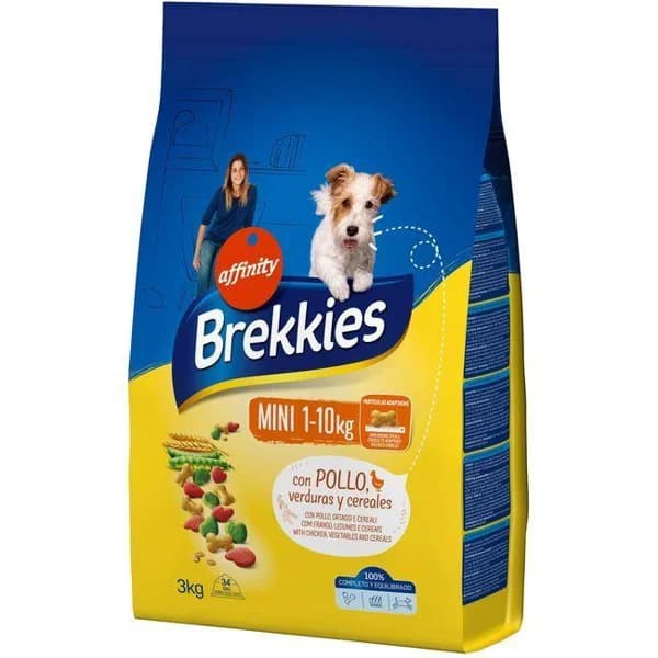 Alimento de pollo-buey-verdura perro mini BREKKIES, saco 3 kg - 3 kg - Imagen del producto en Findit