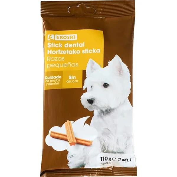 Hueso dental para perro razas pequeñas EROSKI, paquete 110 g - 0.11 kg - Imagen del producto en Findit