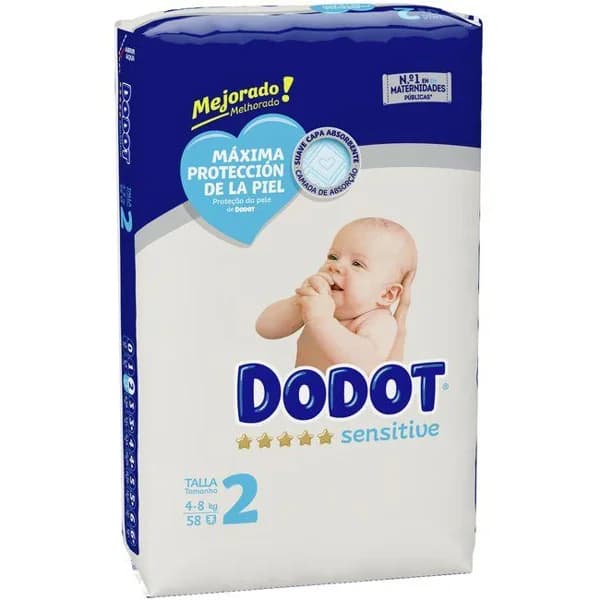 Pañal 4-8 kg Talla 2 DODOT SENSITIVE, paquete 58 uds - 58 ud - Imagen del producto en Findit