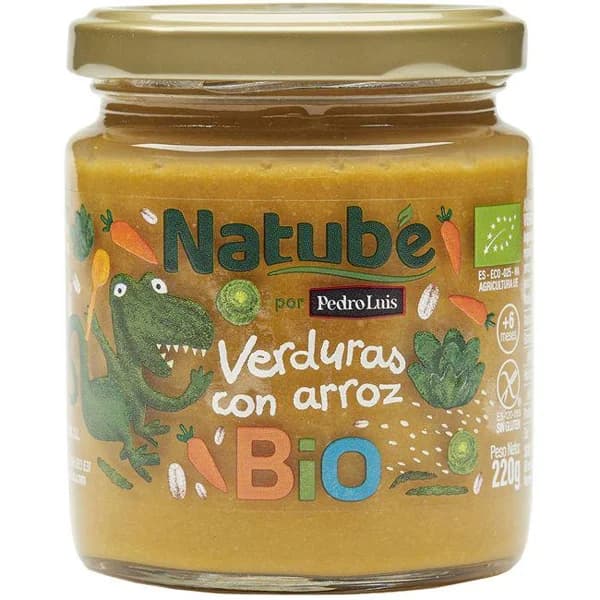 Tarrito bio de verdura y arroz NATUBE, tarro 250 g - 0.25 kg - Imagen del producto en Findit