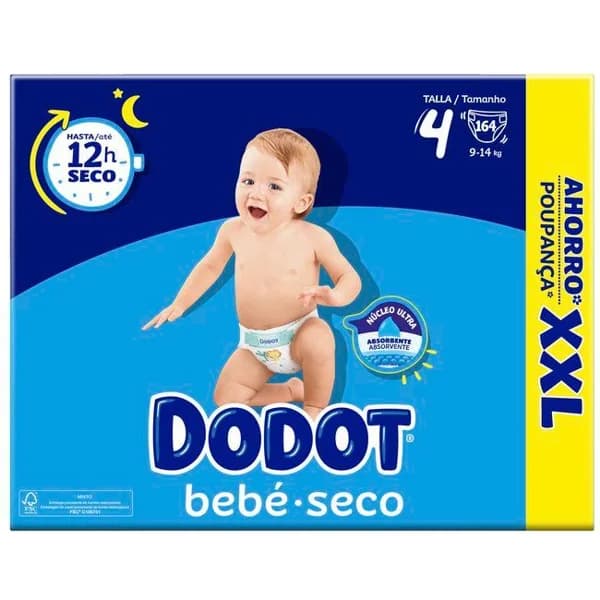 Pañal bebé seco Box XXL talla 4 DODOT, paquete 164 uds - 164 ud - Imagen del producto en Findit