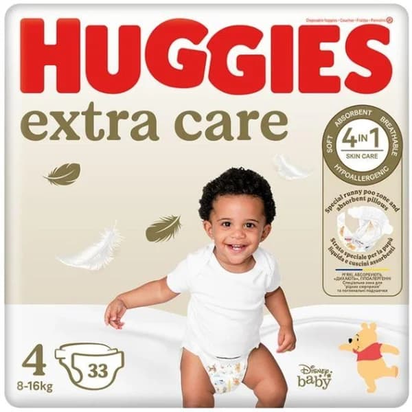 Pañal Talla 4 (8-16 kg) HUGGIES EXTRA CARE, paquete 33 uds - 33 ud - Imagen del producto en Findit