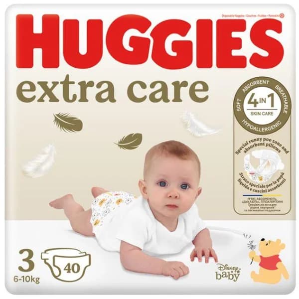 Pañal Talla 3 (6-10 kg) HUGGIES EXTRA CARE, paquete 40 uds - 40 ud - Imagen del producto en Findit