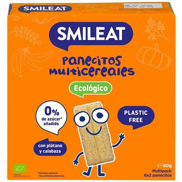 Panecitos cereal plátano-calabaza ecológicos SMILEAT, caja 60 g - 0.06 kg - Imagen del producto en Findit
