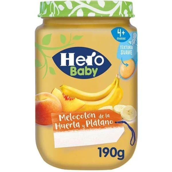 Tarrito de melocotón plátano HERO, tarro 190 g - 0.19 kg - Imagen del producto en Findit