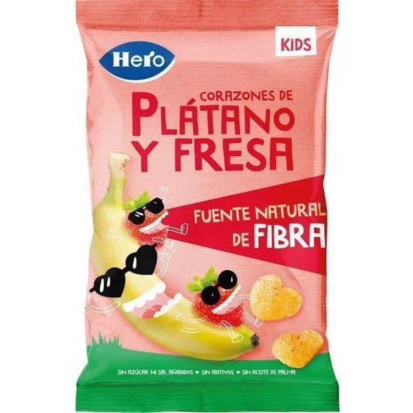 Snack corazones de plátano y fresa HERO, bolsa 30 g - 0.03 kg - Imagen del producto en Findit