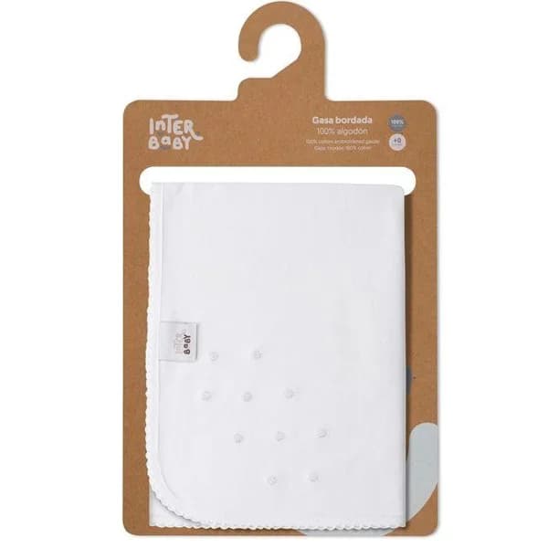 Gasa bordada puntos blancos, 100% algodón, Edad rec: +0 meses INTERBABY, 60x65 cm - 39 m - Imagen del producto en Findit