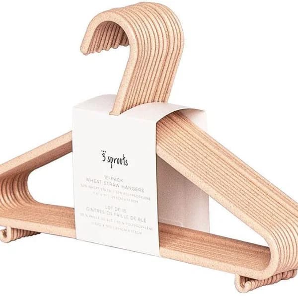 Percha para bebe color rosa, 17,5x29,5 cm, 50% paja de trigo, pack 15 uds - 15 ud - Imagen del producto en Findit