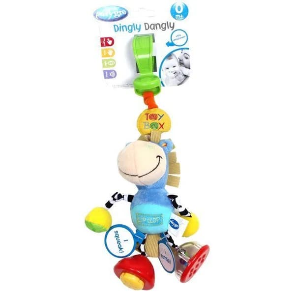 Dingly Dangly Clip Clop, sonajero para estimulación auditiva. Con clip para fijar fácilmente a cochecitos de paseo o auto.los colores y patrones vibrantes fomentan la percepción visual. PLAYGRO - 1 ud - Imagen del producto en Findit