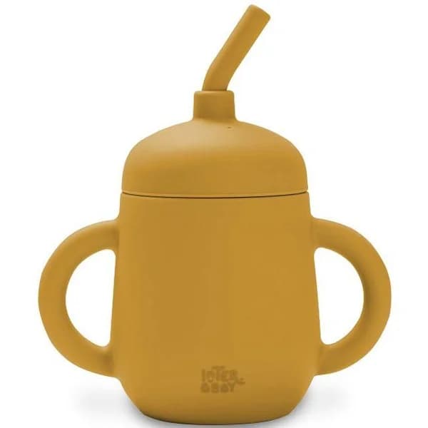 Taza mostaza antigoteo de entrenamiento con pajita de silicona INTERBABY - 1 ud - Imagen del producto en Findit