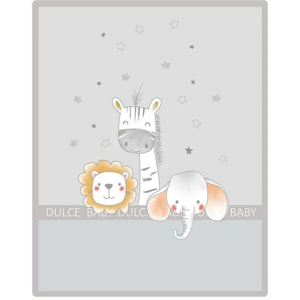 Manta de cuna Raschel Jungla gris, tacto terciopelo INTERBABY, 100x140 cm - 140 m - Imagen del producto en Findit