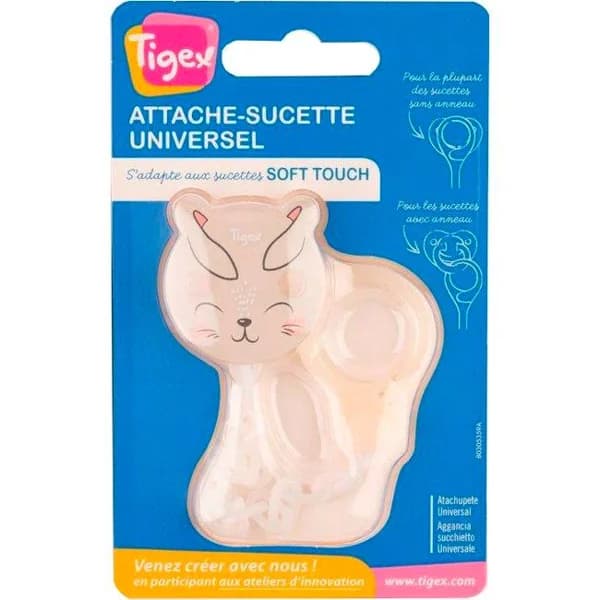 Cadena atachupetes soft touch- conejo-gris  TIGEX, 1 ud - 1 ud - Imagen del producto en Findit