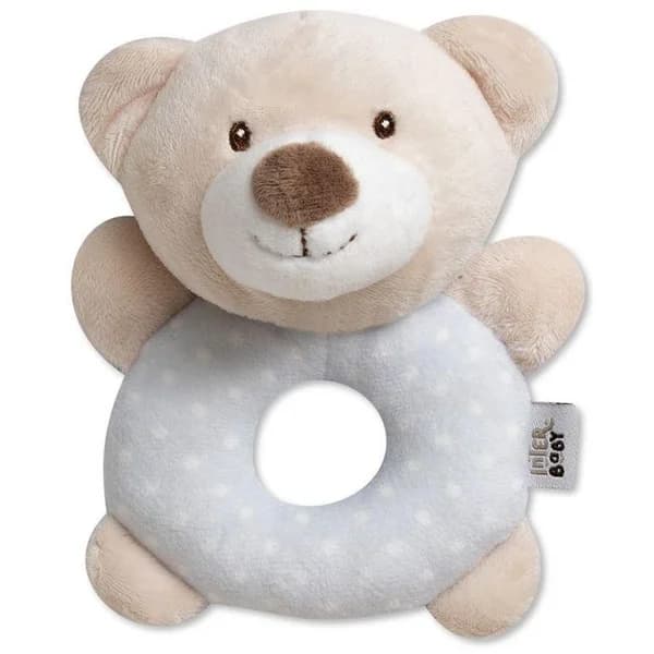 Sonajero aro peluche osito gris, ideal para fomentar el agarre INTERBABY - 1 ud - Imagen del producto en Findit