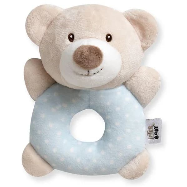Sonajero aro peluche osito azul, ideal para fomentar el agarre INTERBABY - 1 ud - Imagen del producto en Findit
