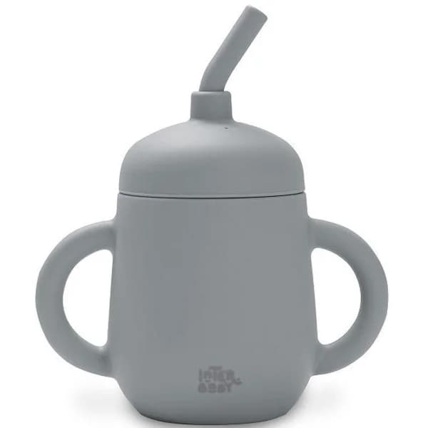Taza gris antigoteo de entrenamiento cib pajita de silicona INTERBABY - 1 ud - Imagen del producto en Findit