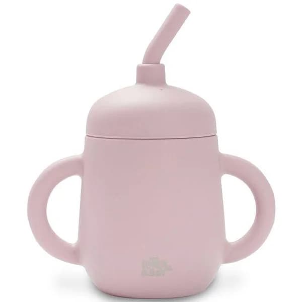 Taza rosa antigoteo de entrenamiento con pajita de silicona INTERBABY - 1 ud - Imagen del producto en Findit