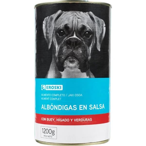 Albóndigas de buey para perro EROSKI, lata 1,2 Kg - 1.2 kg - Imagen del producto en Findit