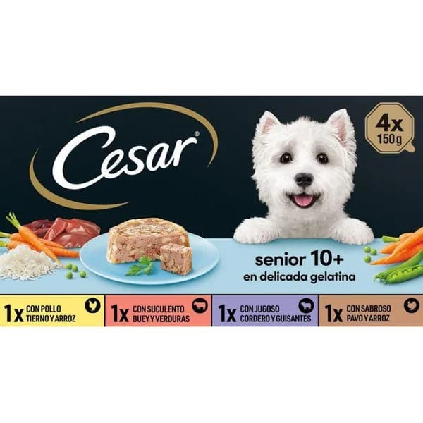 Alimento multipack para perro senior CESAR, pack 4x150 g - 1 ud - Imagen del producto en Findit