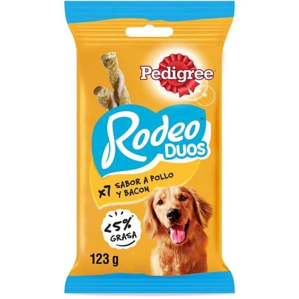Rodeo duos de bacón-pollo para perro PEDIGREE, paquete 123 g - 0.12 kg - Imagen del producto en Findit