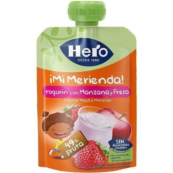 Bolsita de merienda de fresa y manzana HERO, doypack 100 g - 0.1 kg - Imagen del producto en Findit