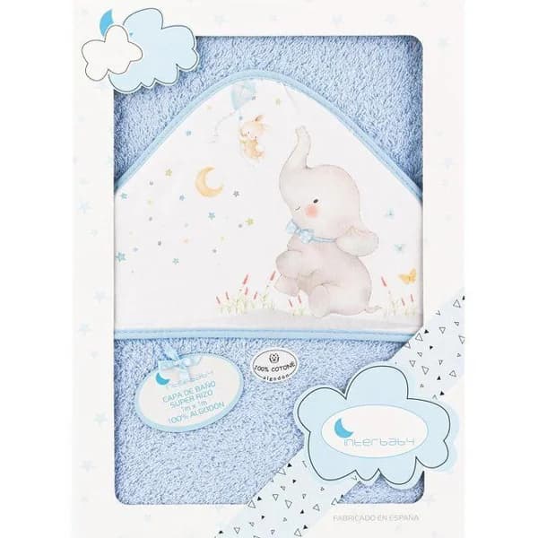 Capa de baño 100x100cm con capucha 100% algodón tacto suave y absorbente INTERBABY - 1 ud - Imagen del producto en Findit