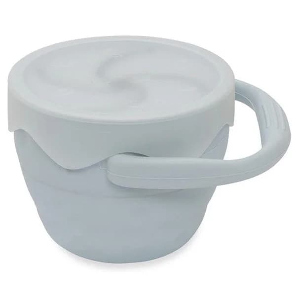 Taza porta snack plegable azul de silicona con tapa INTERBABY - 1 ud - Imagen del producto en Findit