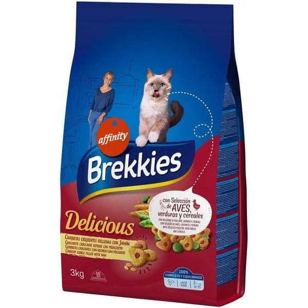 Delicious de ave-verdura para gato BREKKIES, saco 3 kg - 3 kg - Imagen del producto en Findit
