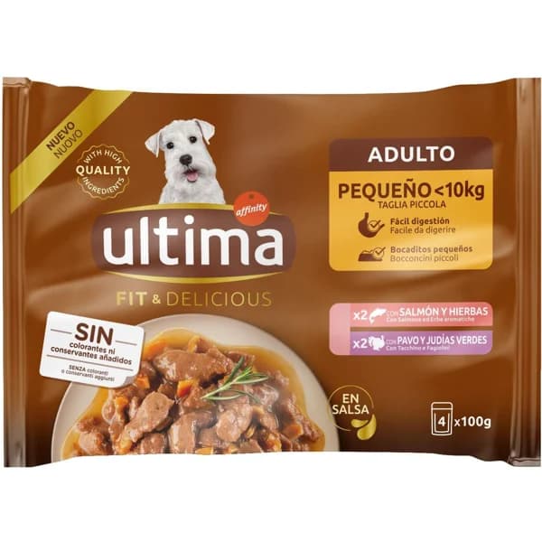 Alimento de salmón y pavo para perro ULTIMA F&D, pack 4x100 g - 0.4 kg - Imagen del producto en Findit