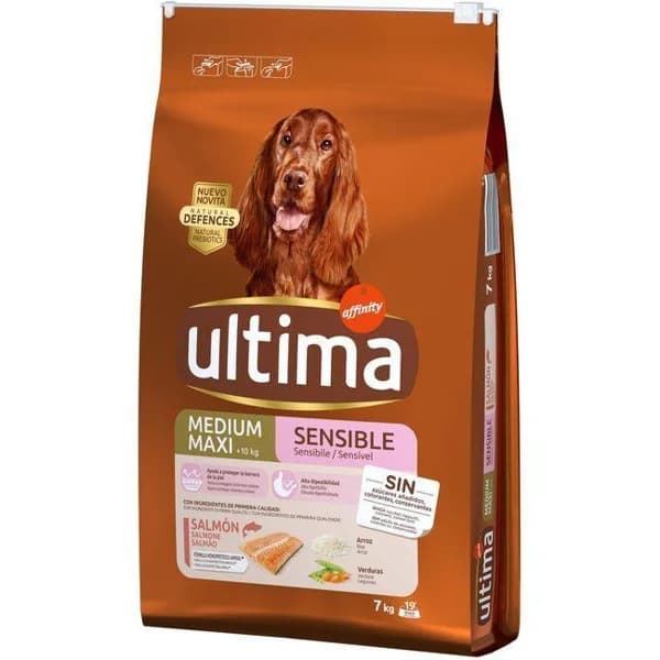 Alimento sensitive de salmón perro mediano-max ULTIMA, saco 7 kg - 7 kg - Imagen del producto en Findit